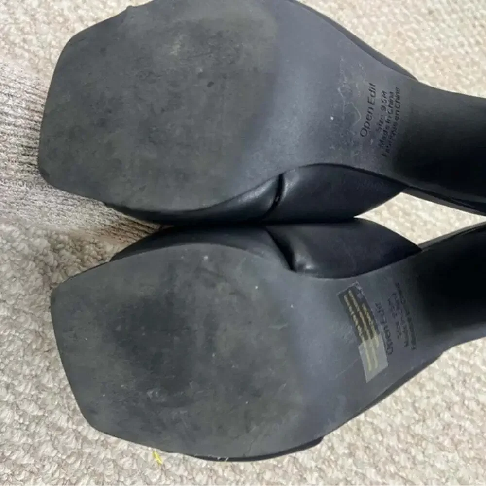Open Edit Cora Black Block Heel Slide Sandals size 9.5